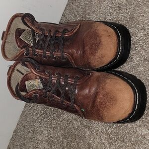 Roots Tuff  Leather Chunky Lace Up Boots